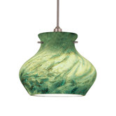 Moss Track Pendant with Green Glass Shade