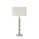 Lamps 28.25" Table Lamp with White Silk Shade in Silver Plated