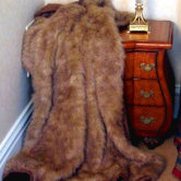 Raccoon Tail Faux Fur Throw Blanket and Pillow Set