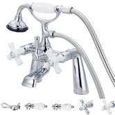 Vintage Classic Double Handle Deck Mount Tub Faucet with Hand Shower