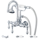 Vintage Classic Double Handle Wall Mount Tub Faucet with Gooseneck Spout