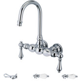 Vintage Classic Double Handle Wall Mount Tub Faucet with Gooseneck Spout