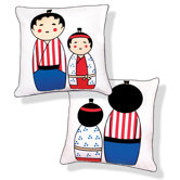 Japanese Dolls Reversible Pillow