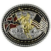 Bull Rider With Flags Buckle