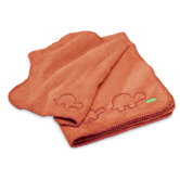 Cuddle - Up Blanket Set in Tangerine Orange with Pink Trim (Set of 2)