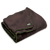 Jumbo Cuddle Blanket in Chocolate Brown with Green Trim