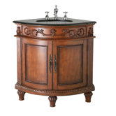 35" Single Corner Vanity in Dark Oak