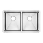 Stainless Steel Undermount Double Bowl kitchen sink in Brushed Stainless Steel
