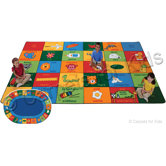 Printed Bilingual Alphabet Blocks Kids Rug