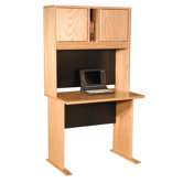 Modular Real Oak Wood Veneer 36" W Panel Office Computer Desk Suite