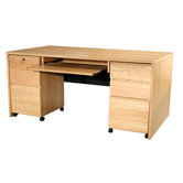 Modular Real Oak Wood Veneer 67" W Panel Executive Desk Suite II