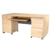 Modular Real Oak Wood Veneer Panel Executive Desk Keyboard Tray