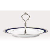 Crestwood Cobalt Platinum Handled Round Hostess Tray