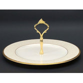 White Palace Handled Hostess Round Serving Tray