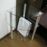 Corner Glass and Aluminum Bookcase or Utility Stand