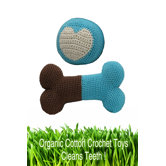 Organic Cotton Crochet Bone and Ball Dog Toy Set in Blue