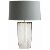 Fillmore Smoke Glass Lamp with Dusty Blue Shade