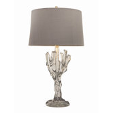 Smoked Ice Smithe Lamp with Silver Silk Shade