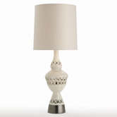 Elexis Stained Crackle Gunmetal Porcelain Lamp with Putty Shade