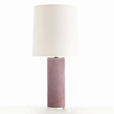 Kelli Violet Hide and Polished Nickel Lamp with White Shade