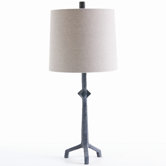Barnum Distressed Chimney Gray Iron Lamp with Light Gray Crinkle Shade