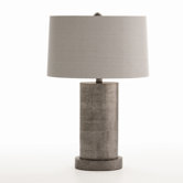 Sona Oval Studded Distressed Zinc Lamp with Metallic Silver Shade