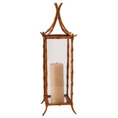 Bamboo Small Brass / Glass Hurricane Lantern