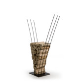 Bamboo Metal Log Rack