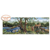 Whimisical Wall Jungle Mural Style Border in Multi