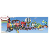 Panoramic Alphabet Train Mural Style Border in Multi