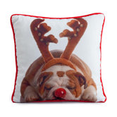 Holiday Bulldog Pillow