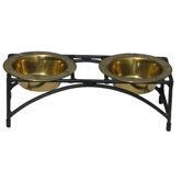 Cat Double Diner Stand with 2 Wide Rimmed Bowls