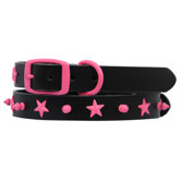 Genuine Leather Dog Collar with Spikes and Stars