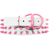 Genuine White Leather Dog Collar with Spikes