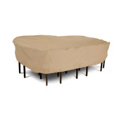 Terrazzo Collection Patio Table and Chair Set Cover in Tan, Large Rectangular