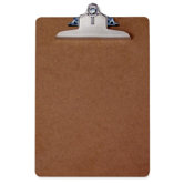 Hardboard ClipboaRed, Letter, 9"x1/8"x12-1/2", Brown