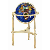13" Ambassador Caribbean Globe with Three Leg High Stand in Gold