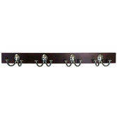 4-Hook Coat Rack in Walnut and Satin Nickel