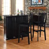 Mobile Folding Bar in Black with 30" Shield Back Stool in Black