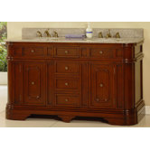 60" Double Bathroom Vanity in Royal Brown