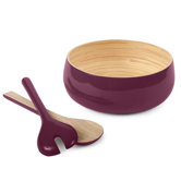 Shallow Bowl and Servers Set in Plum