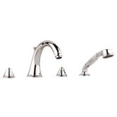 Geneva Deck Mount Roman Tub Filler Faucet Trim Less Handles and Handshower