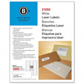 Mailing Label, Laser, 1"x2-5/8", 3000 per Pack, White
