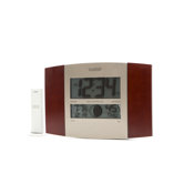Cherry Atomic Wall Clock with Moon & Indoor/Outdoor Temperature