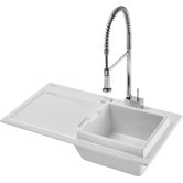 Starck K Drop In Kitchen Sink with Right Bowl in White Alpin