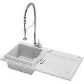Starck K Flush Mount Kitchen Sink with Overflow in White Alpin