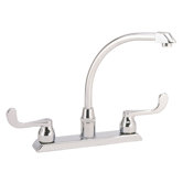 Hi-arc Two Handle Centerset Mixing Faucet on Deck Mounted Escutcheon