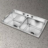 Lustertone Gourmet 33" x 22" Extra Deep 12" Depth Double Bowl Sink Set
