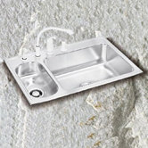 Lustertone Gourmet 33" x 22" Stainless Steel Double Bowl Sink Set
