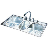 43" x 22"  20 Gauge Stainless Steel Triple Bowl Kitchen Sink